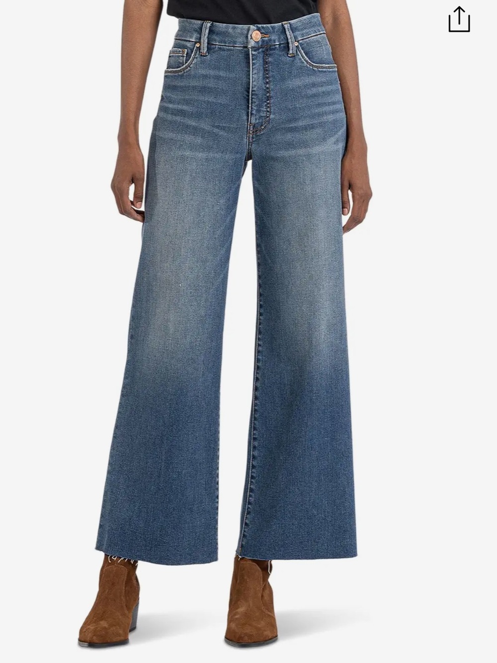 Kut Meg High-Rise Fab Ab Wide Leg Raw Hem Jeans Size 2